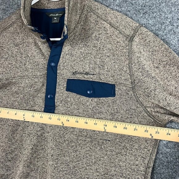 Eddie Bauer Snap T Pullover Fleece Jacket Mens Size L Brown Heather - Picture 5 of 9